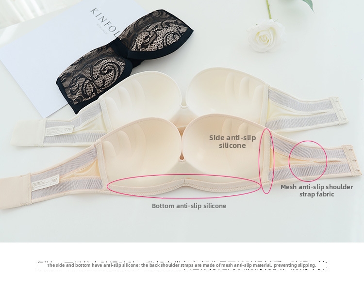 Women's Strapless Bra Lace Miracle Push-up Invisible Underwear_voghion.com