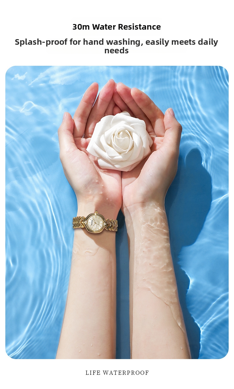 Guld damur quartz armbandsur med pärlemor urtavla retro stil_voghion.com