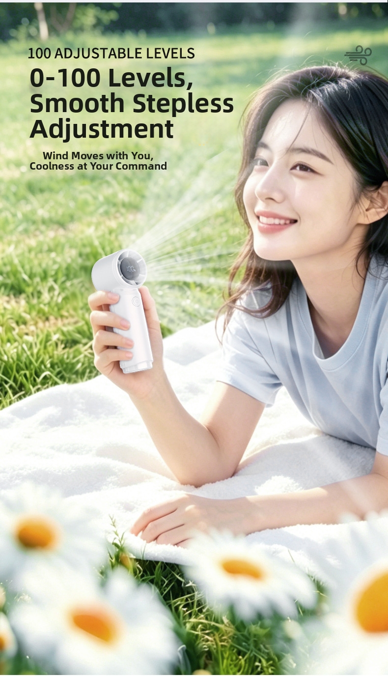 Handheld Mini Fan With Digital Display And Usb Portable Cooling_voghion.com