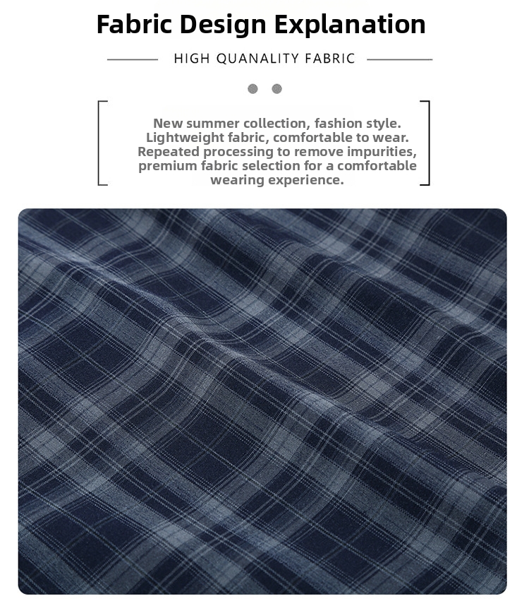 Classic Plaid Casual Shorts For Men Beach Quick Drying Faux Linen Loose Fitting Mid Length Summer Trendy Athletic Shorts_viptrois.com