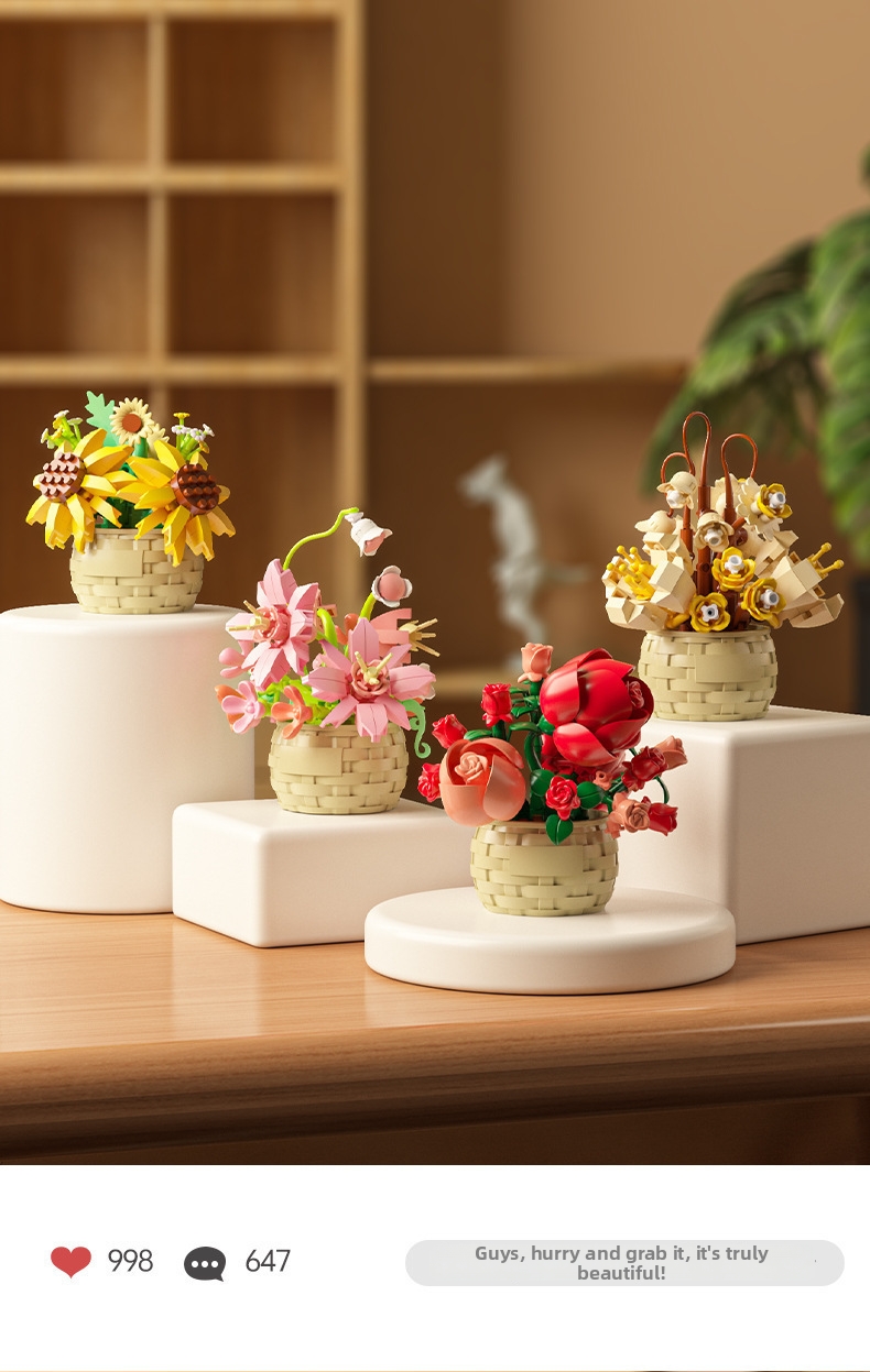 Blumenkorb Bausteine Set Mit Blumen Für Kreatives Bauen_voghion.com