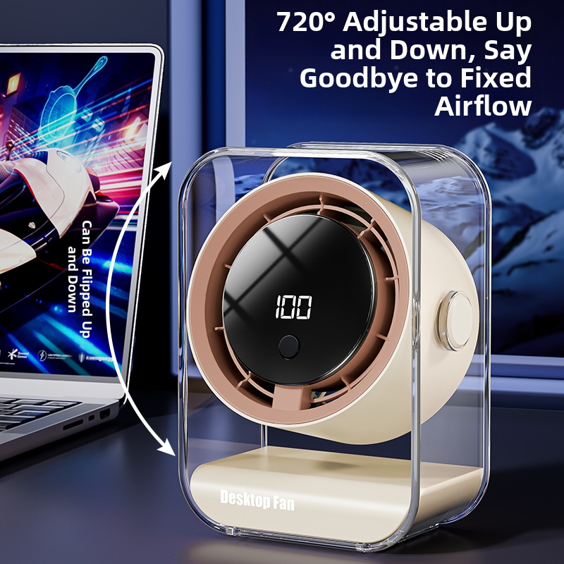 USB-Mini-Tischventilator, intelligenter elektrischer Ventilator mit Luftzirkulation, wiederaufladbar, tragbar und leise, für Zuhause und Büro_voghion.com
