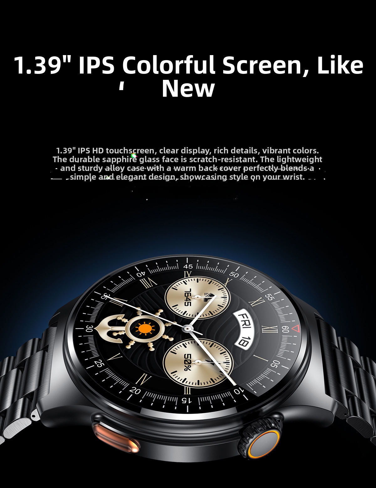 QW49 Wasserdichte Smartwatch mit 1,39"-Display, EKG, PPG, Bluetooth-Anruffunktion und Encoder-Funktion_voghion.com