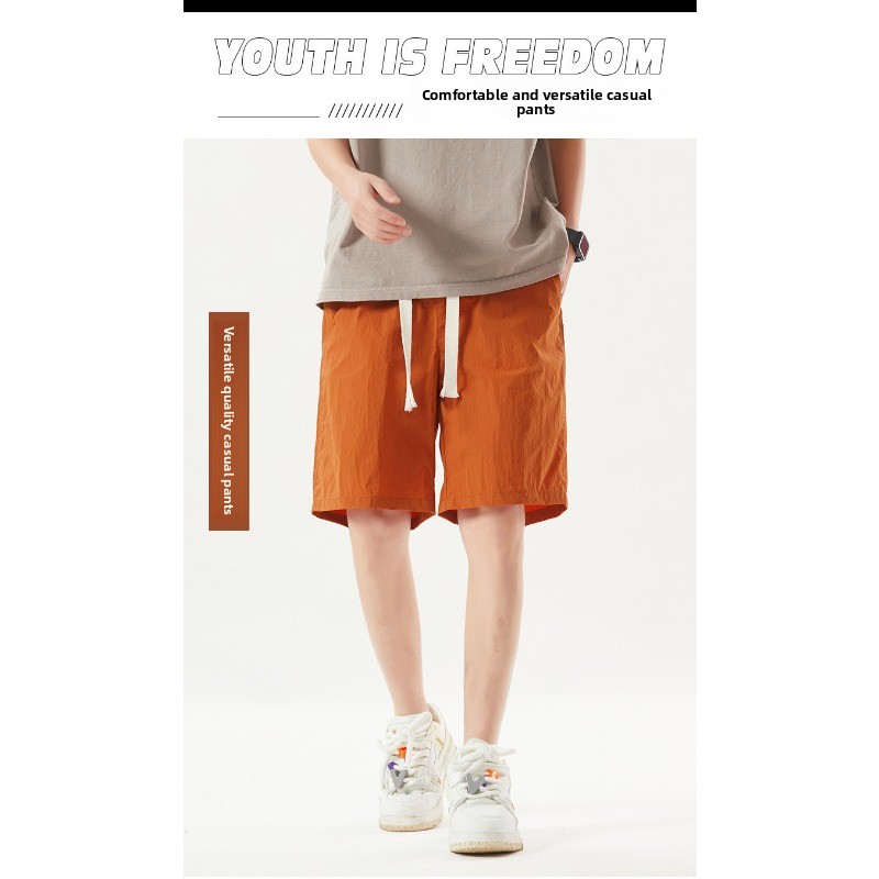 Men's Summer Casual Loose Sports Shorts Solid Colour Breathable_voghion.com