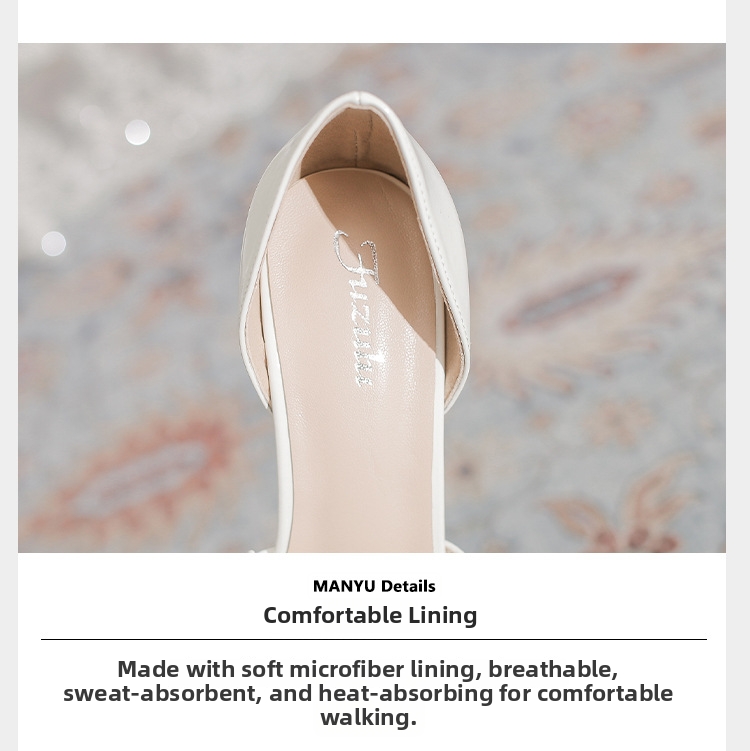 Women's Pearl Hollow Single Shoes A12 Stiletto Heel Pointed Toe Low Mouth Fashion High Heels Bridesmaid Banquet Wedding_vogvips.com