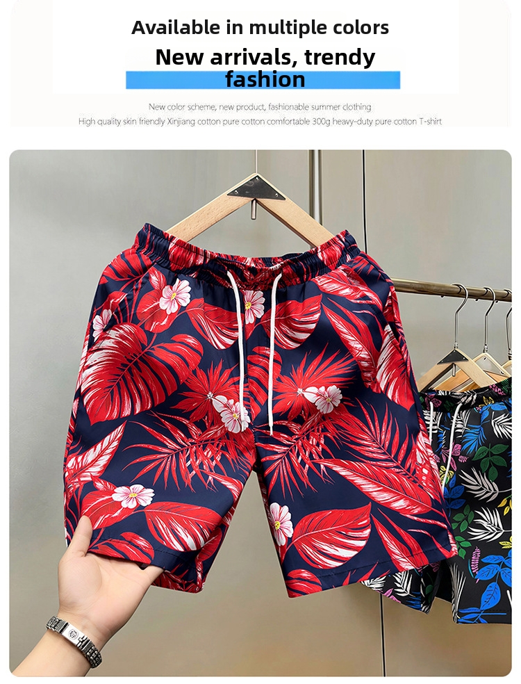 Men's Trendy Beach Pants Large Size Quick Drying Casual Five Point Shorts For Thailand Travel Sanya Island Vacation_viptrois.com
