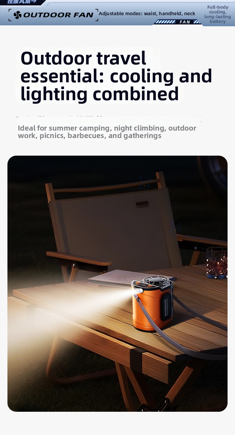Portable Waist Mounted Fan Usb Rechargeable For Outdoor Work_voghion.com