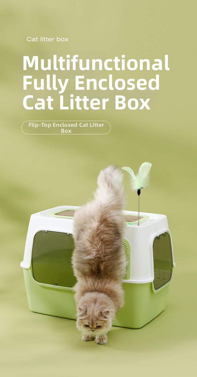 Extra Large Mega Cat Litter Box Fully Enclosed Splash Proof Odor Resistant Sterilizing_voghion.com