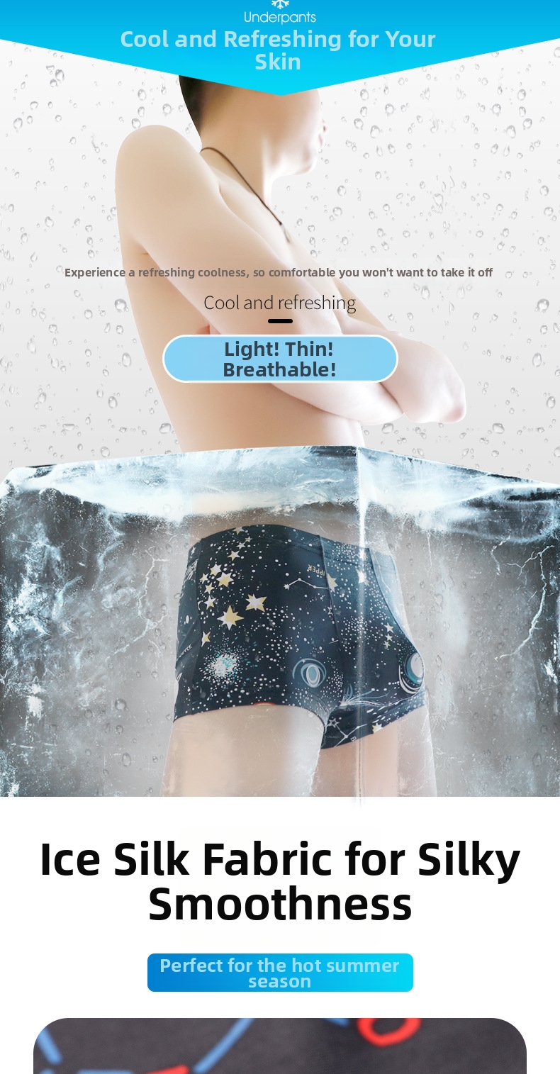 Calzoncillos boxer de seda fría ropa interior transpirable_voghion.com