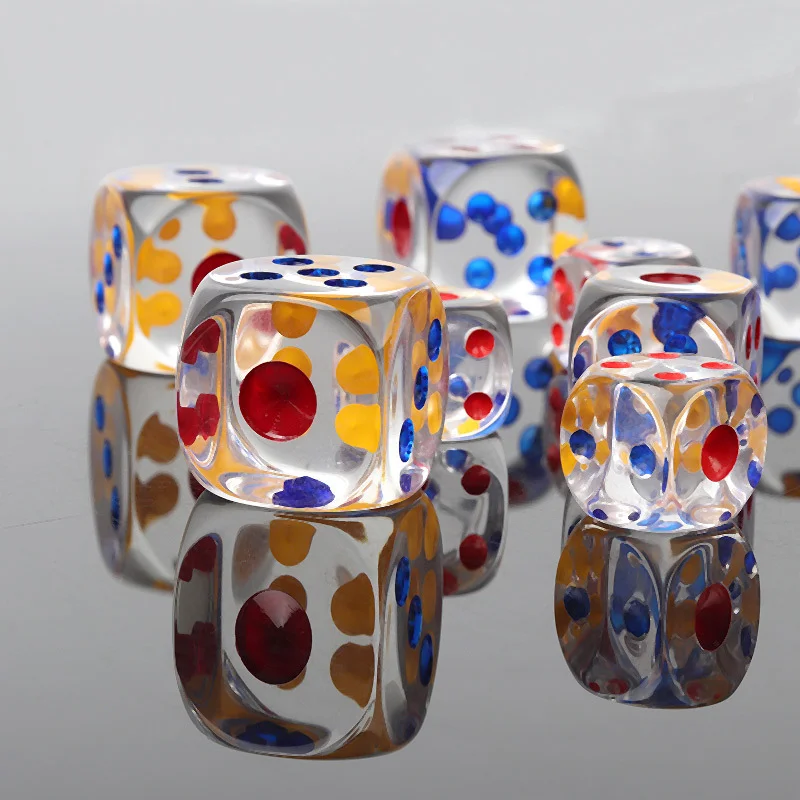 Crystal transparent dice point counting chess and card KTV game props large sieve mahjong household shaking sieve color particles