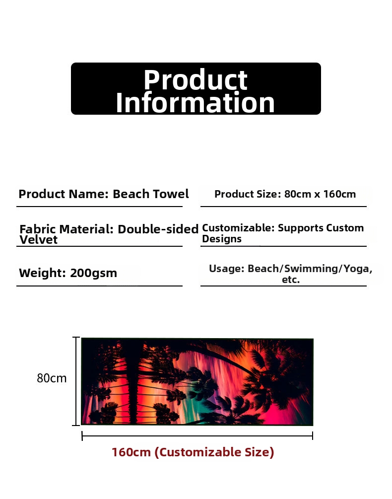 Grande serviette de plage légère et à séchage rapide en microfibre, nouvelle serviette de plage imprimée pour l'été, châle de protection solaire, serviette de natation_voghion.com