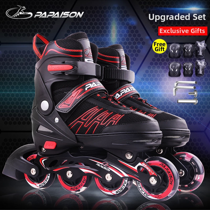 Ensemble de protections pour patins à roulettes professionnels 301, lumineux, à huit roues, pour débutants et adultes, sports de plein air_voghion.com