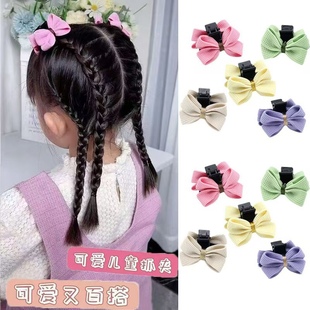 Cute Kidsren's New Cartoon Fabric Double-Sided Bow Clip Little Girl Bangs Clip Side Clip Princess Hair Accessories