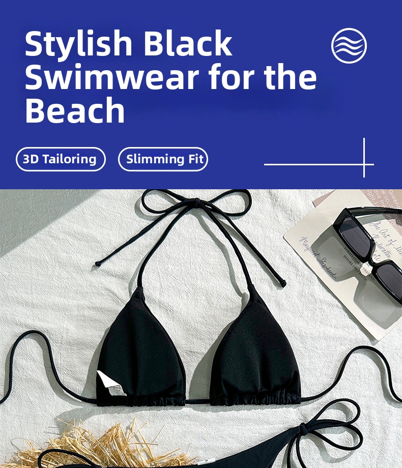 Sexy tweedelig badpak voor dames, zomerse strandbikini met strikjes_voghion.com