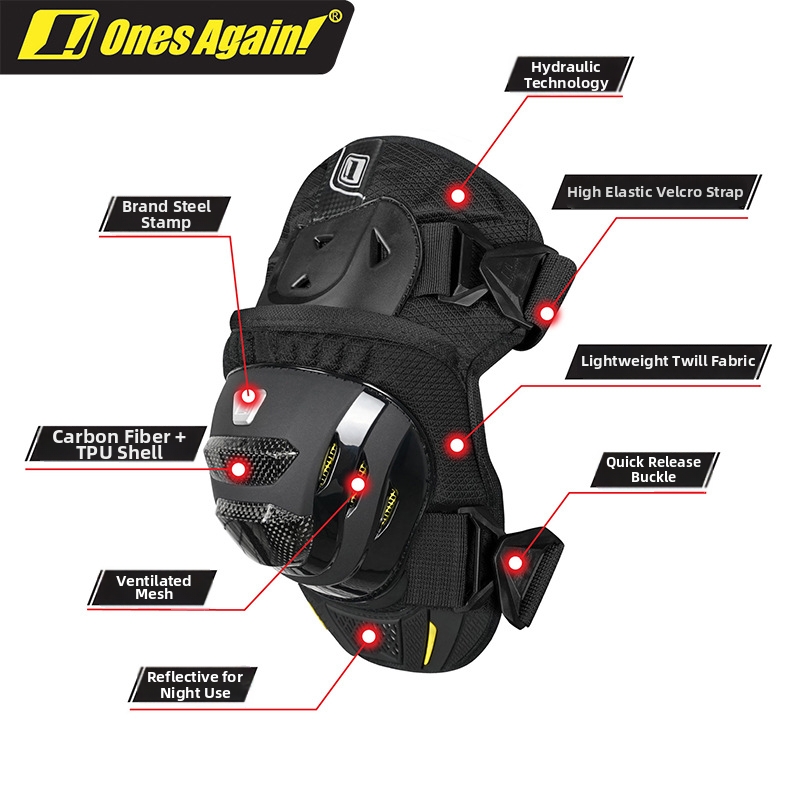 Ones Again Carbon Fiber Motorcycle Knee Pads Breathable Short Style Summer Riding Off Road Safety Gear_voghion.com