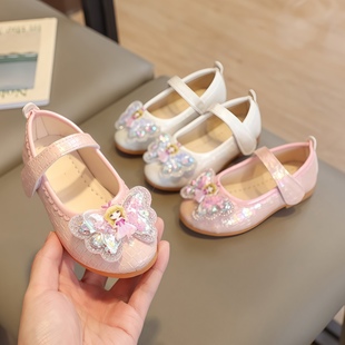 Girls' Shoes Princess Shoes 2025 Spring New Children's Shoes Small Leather Shoes Baby Girls Crystal Shoes Spring and Autumn Shoes
