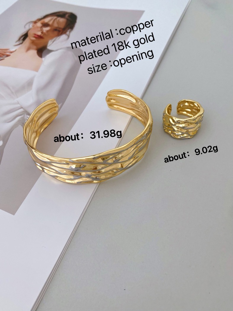 12g Weight Rings, Bangle Classification 1 Piece Quantity Holiday, Daily Occasion Copper Material Geometric Pattern All Seasons Season Women's Gender Mixed Metal, Plating Design Elegant, Classic Style Style Wholesale Jewelry Elegant Classic Style Geometric Copper Mixed Metal Plating Rings Bangle 2