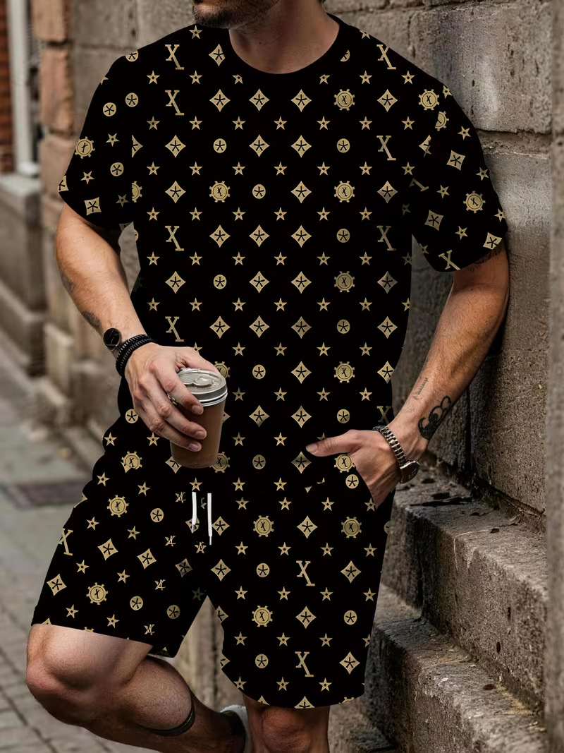 Herren T-shirt Und Shorts Set Aus Bambus Baumwolle Freizeitlook_voghion.com
