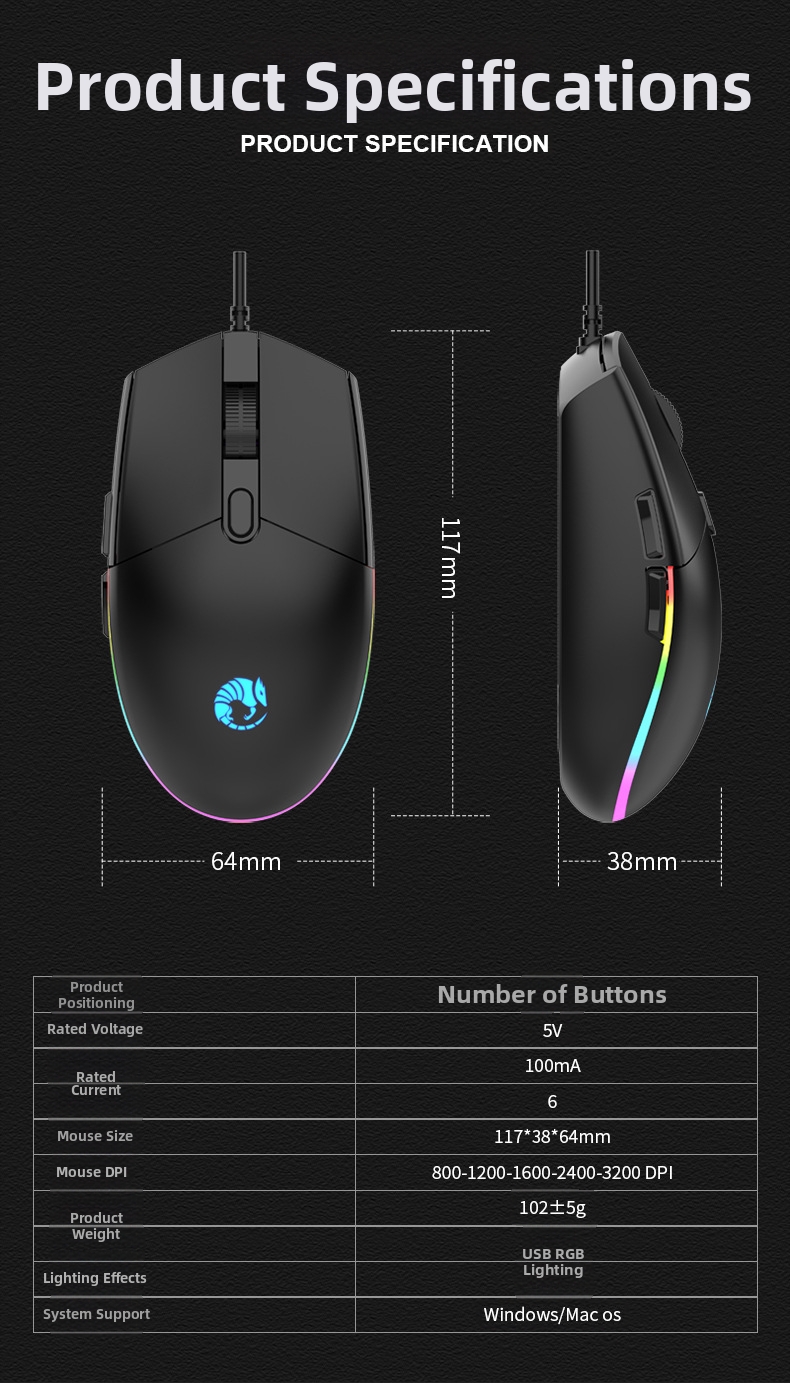 Gaming Mouse With Rgb Backlight And 7 Programmable Buttons_voghion.com