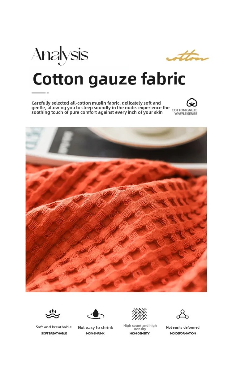 100% Baumwolle Waffelstruktur-Decke Leichte Atmungsaktive Sommer-Kühldecke für Bett Sofa Einzel- und Doppelgröße – Detail 6
