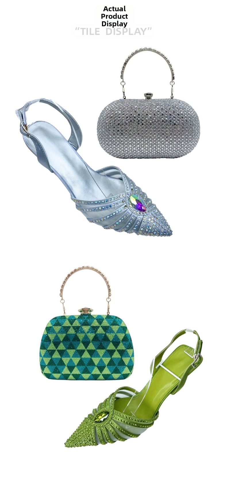 Damen Strass Stilettos Und Clutch Handtaschen Set Für Partys_voghion.com