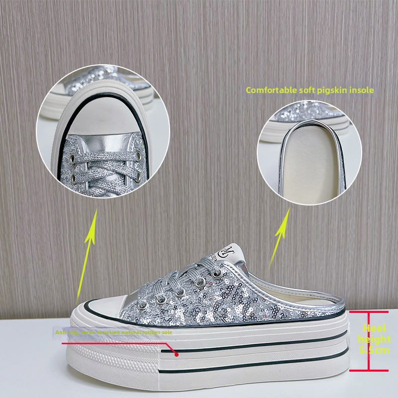 Women's Genuine Leather Slippers Closed Toe Flat Sandals Casual Fashion Height Increasing Outdoor Wear_voghion.com