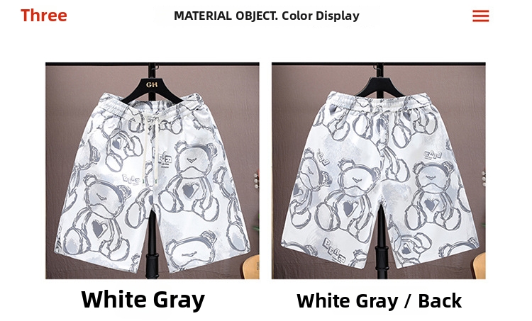 Men's Ice Silk Shorts Summer Thin Style Trendy Cartoon Print Casual Loose Fit Quick Drying Sports Five Point Pants_viptrois.com