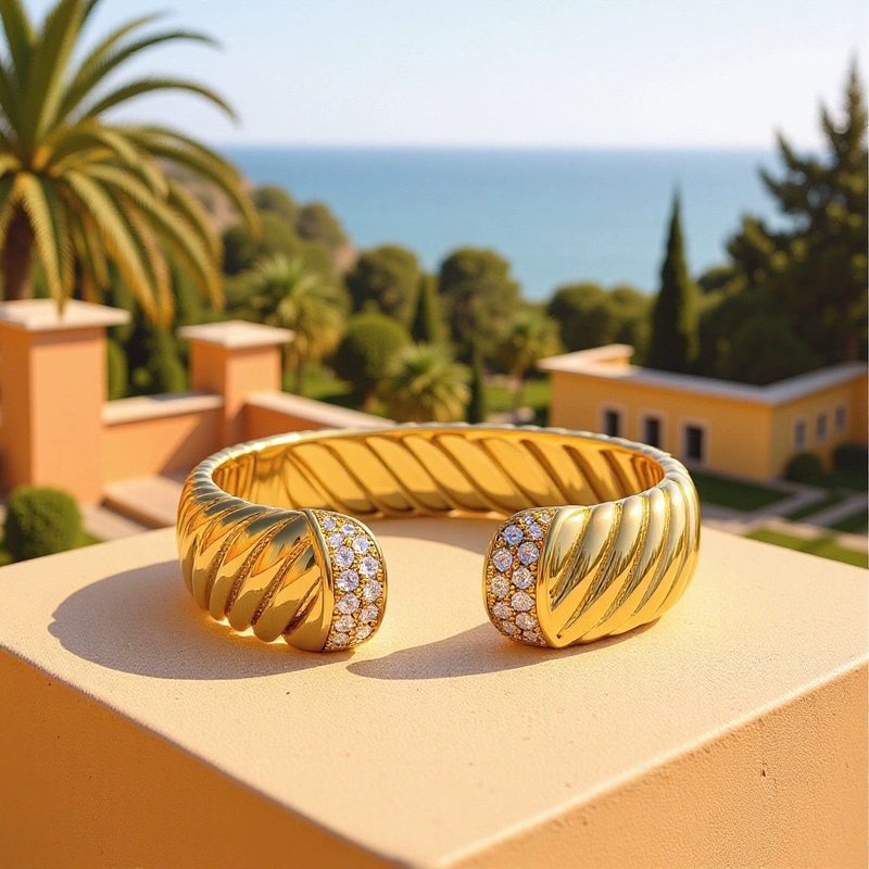 Dy Bracelet European and American Simple Elegant Popular Opening 15mm Braided Twisted Rope Carved Rope Cuff Bracelet for Men and Women