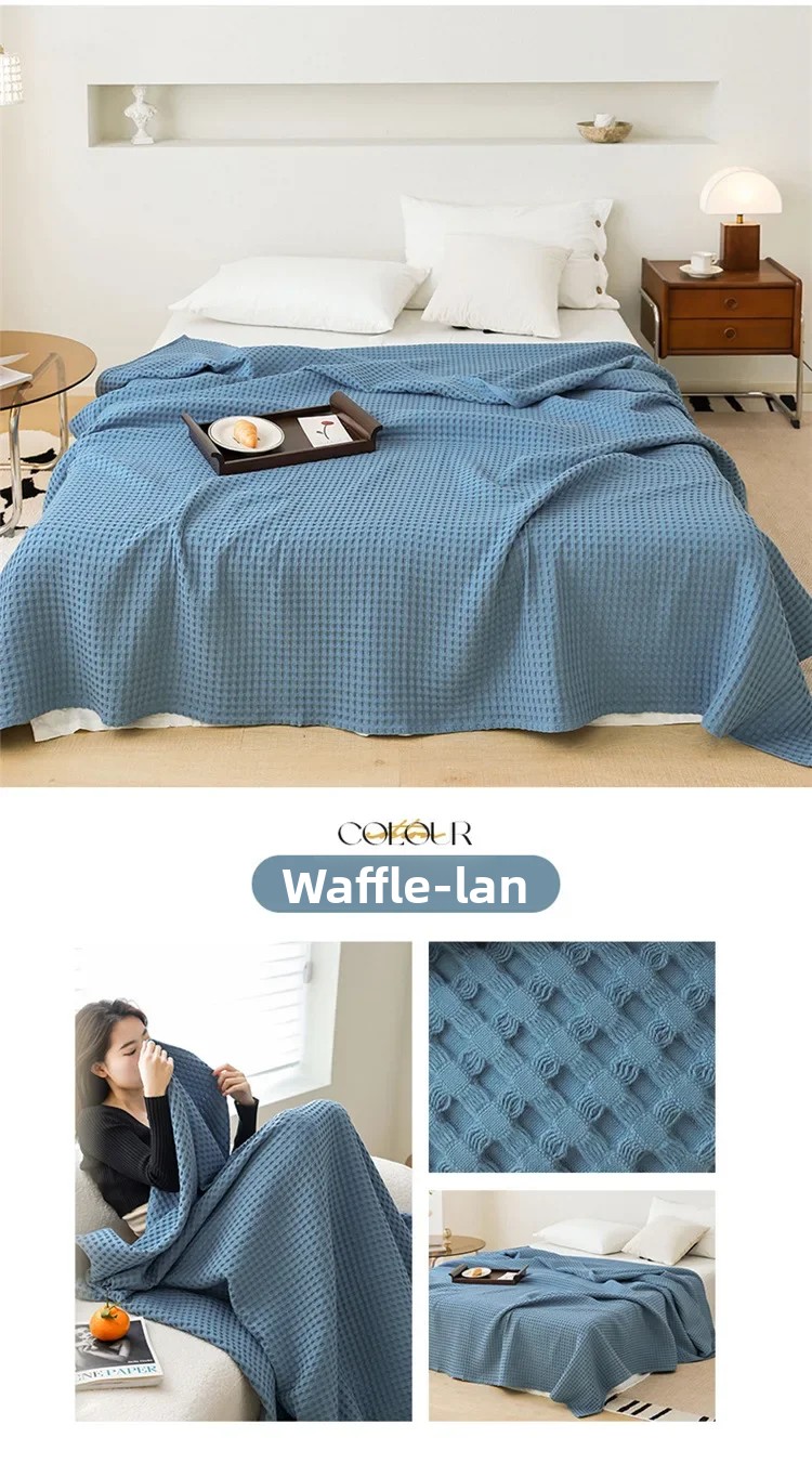 100% Baumwolle Waffelstruktur-Decke Leichte Atmungsaktive Sommer-Kühldecke für Bett Sofa Einzel- und Doppelgröße – Detail 20