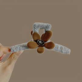 2只装韩国新款水钻植绒花朵bb夹发夹 法式时尚刘海夹侧边夹发饰女