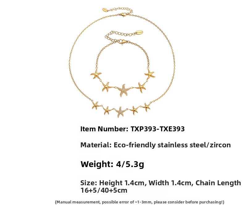Parure de bijoux étoile de mer plaqué or 18k accessoires plage_voghion.com