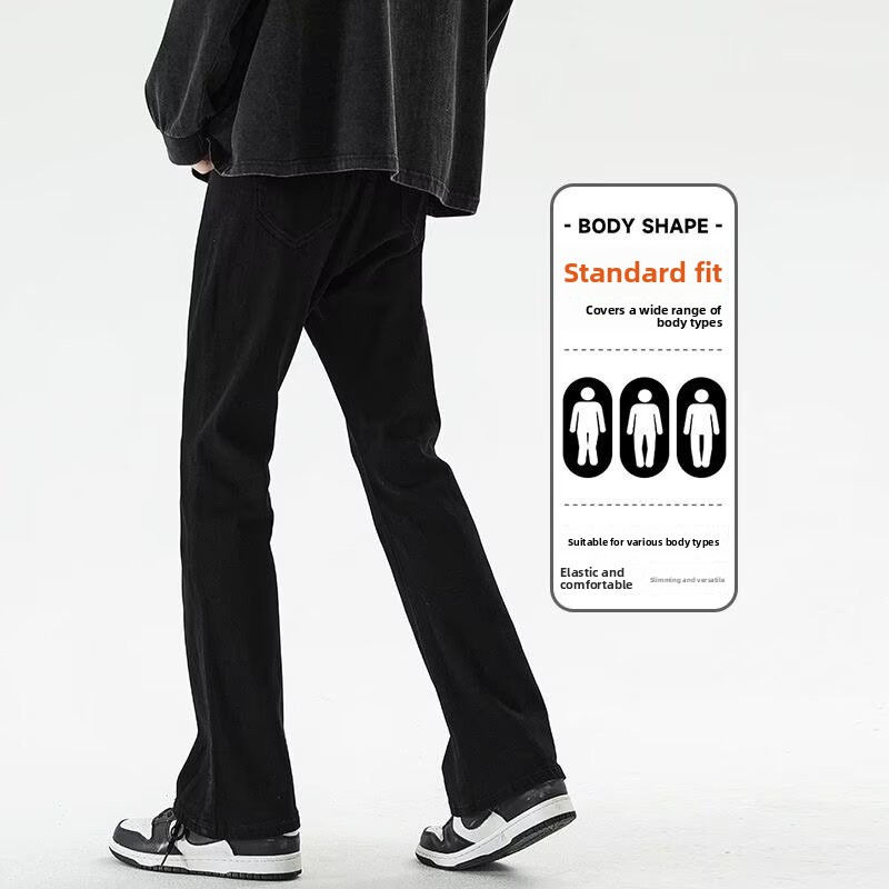 Xia Gao Street herenjeans met micro-pull details, zwart, slim fit, recht model, casual_voghion.com