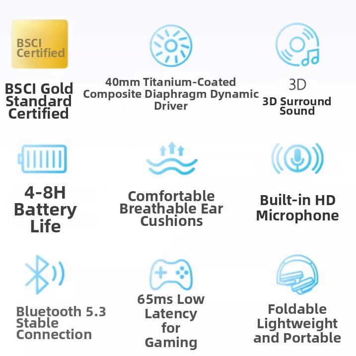 Bezprzewodowe słuchawki Bluetooth z mocnym basem, chowane słuchawki do telefonów komórkowych, sprzedaż transgraniczna, gorąco, bezpośrednio z fabryki, hurtowo_voghion.com