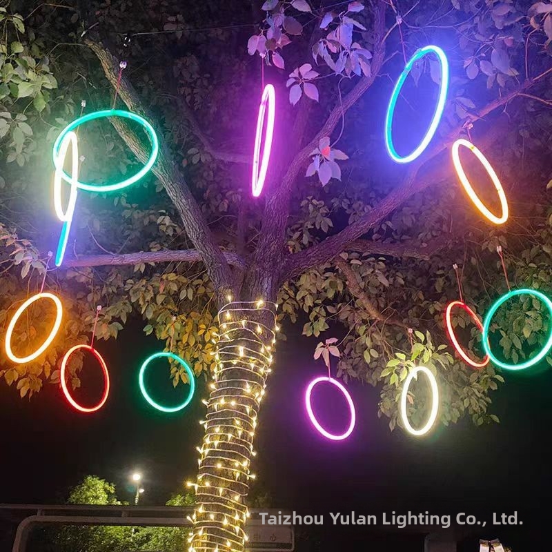 Outdoor Waterproof LED Circular Light For Hanging Trees Festive Decorative Lighting Wishing Ring Light Home Garden_voghion.com