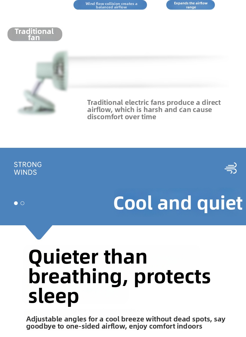 Ventilatore a clip con luce notturna usb ricaricabile silenzioso_voghion.com
