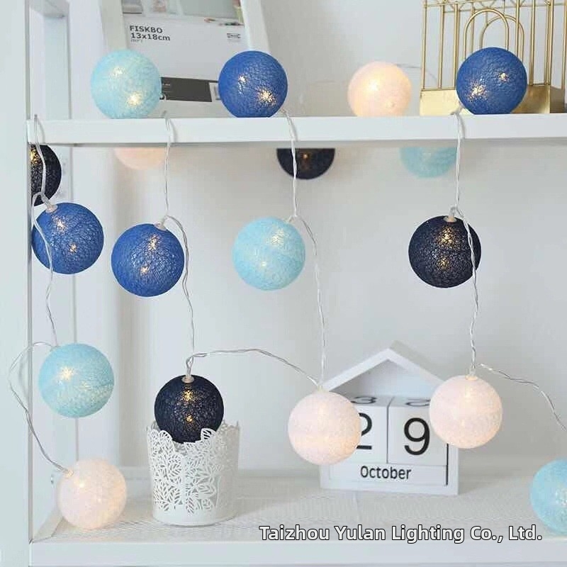 Cotton Ball String Lights Macaron Bobble Ball Tent Decorations Christmas Children's Room Camping Lights Home Garden_voghion.com