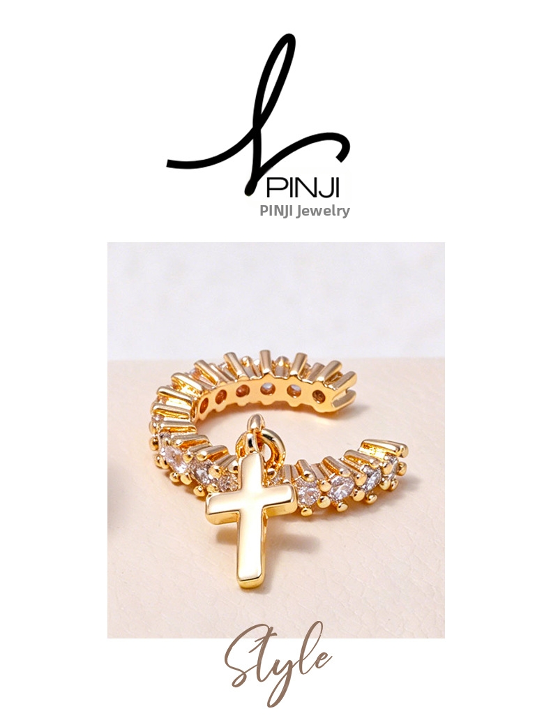 Creative Cross Ear Clip For Women Minimalist Non Piercing Style_voghion.com