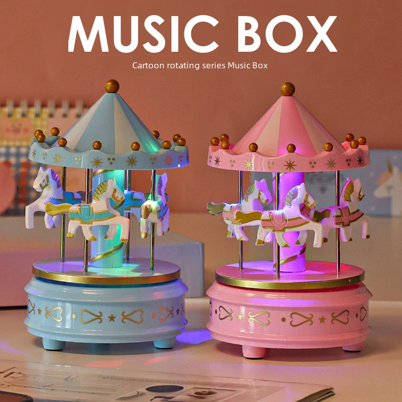 Rotating decorations with music, children's creative music box, Birthday gift, dress up, handmade