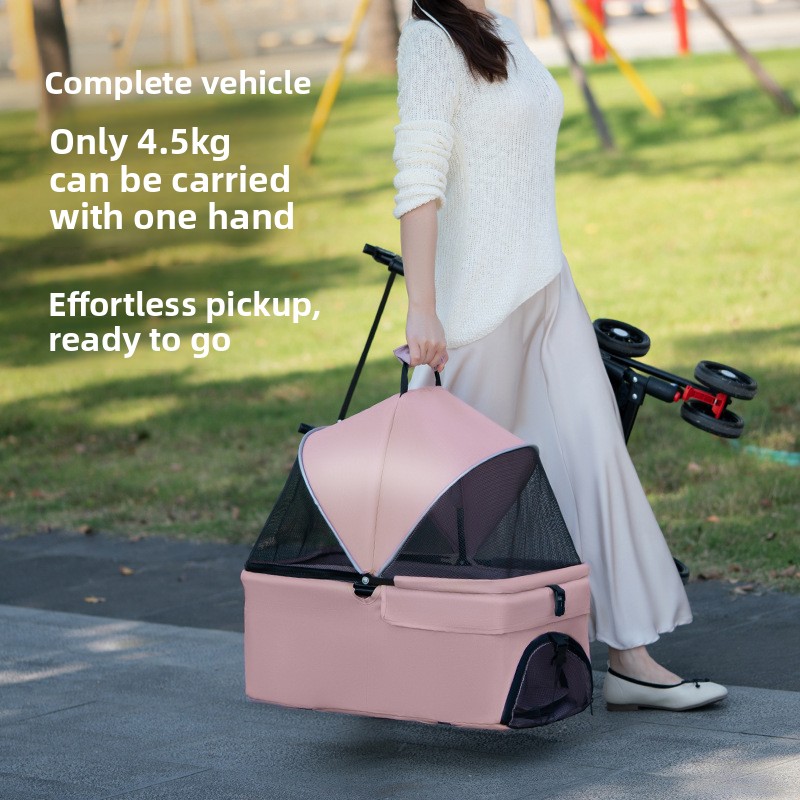 Pet Stroller For Dogs And Cats Lightweight Foldable Pet Cart_voghion.com