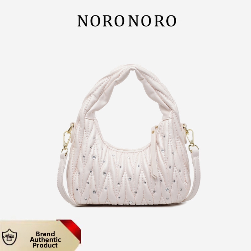 Inspired Women's Shoulder Bag Fashionable Pleated Design With Rhinestone Embellishments Trendy Crossbody Casual Handbag_voghion.com