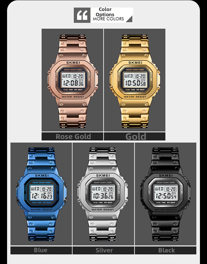 Men's Digital Watch Luminous Mechanical Style Trendy Round Dial_voghion.com