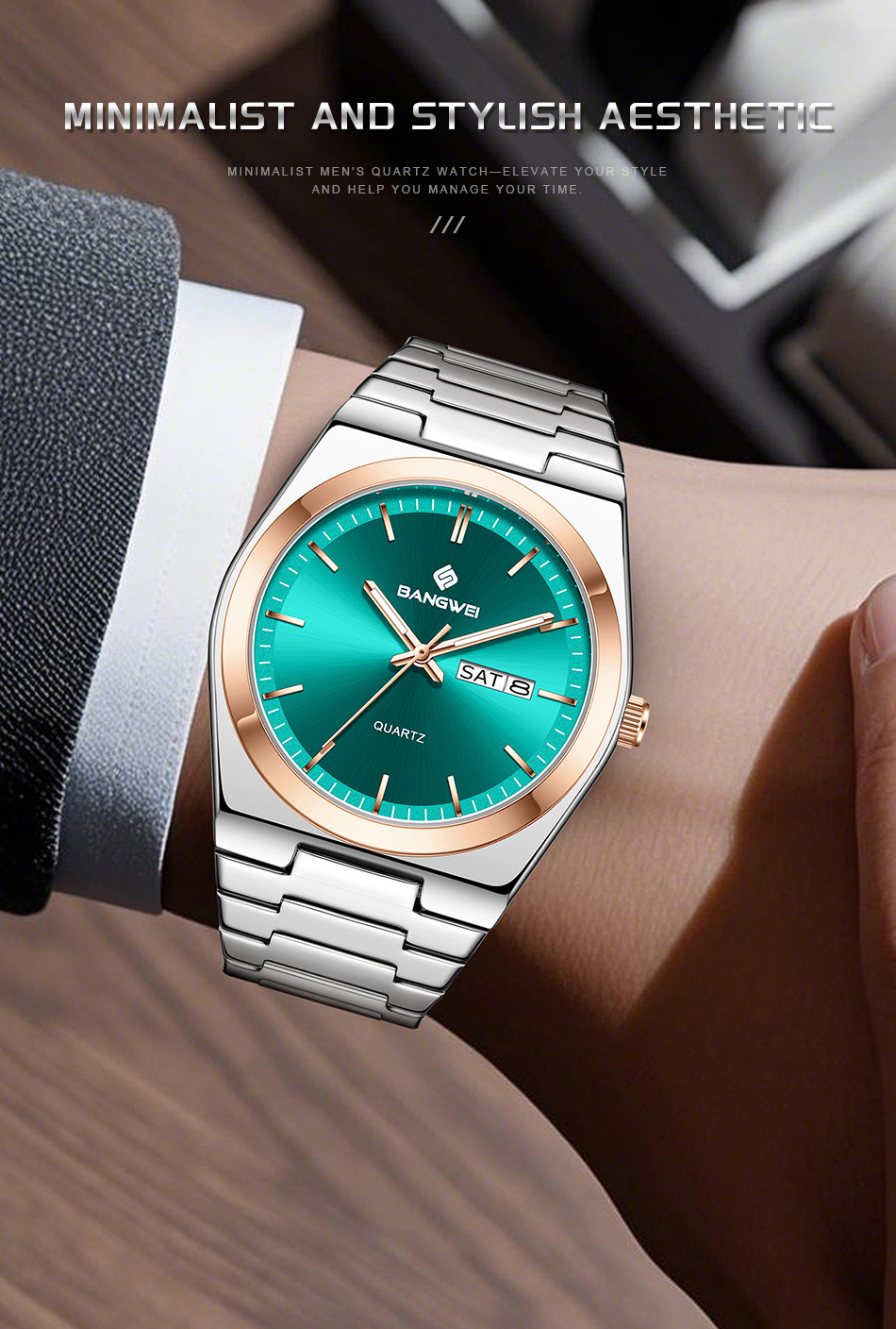 Men's Quartz Watch Dual Calendar Waterproof Multifunctional Luxury_voghion.com