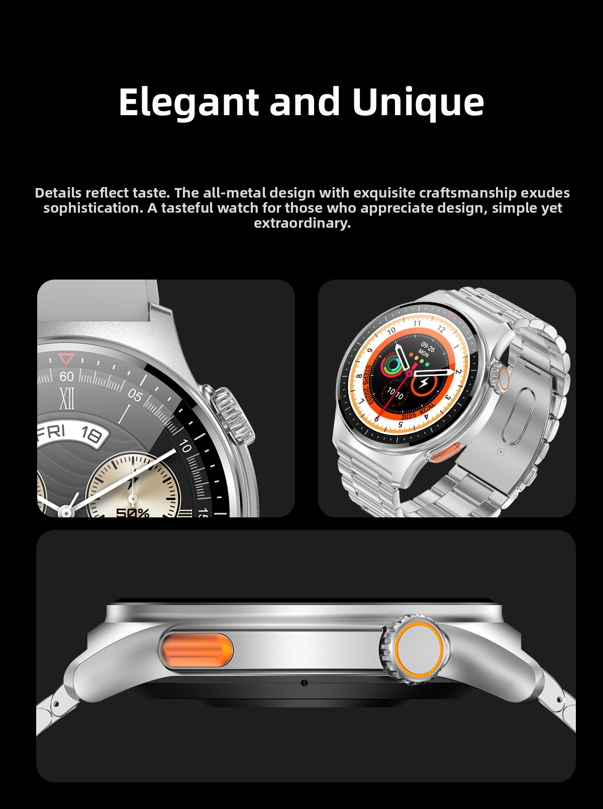 QW49 Wasserdichte Smartwatch mit 1,39"-Display, EKG, PPG, Bluetooth-Anruffunktion und Encoder-Funktion_voghion.com