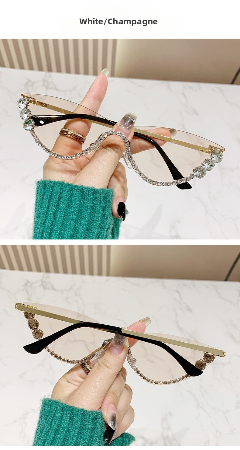 Occhiali da sole donna gatto con strass semicerchio moda_voghion.com