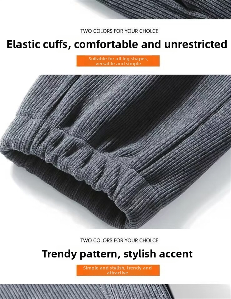 Pantalon en velours côtelé pour homme, coupe ample, amincissante, style jogging coréen, décontracté, long, sport, automne, tendance_voghion.com