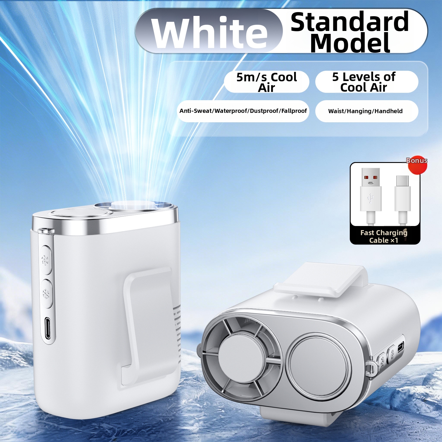 Ventilatore da esterno ad alta velocità con montaggio in vita, porta USB, grande capacità, lunga durata della batteria, velocità regolabile, turbina potente_voghion.com