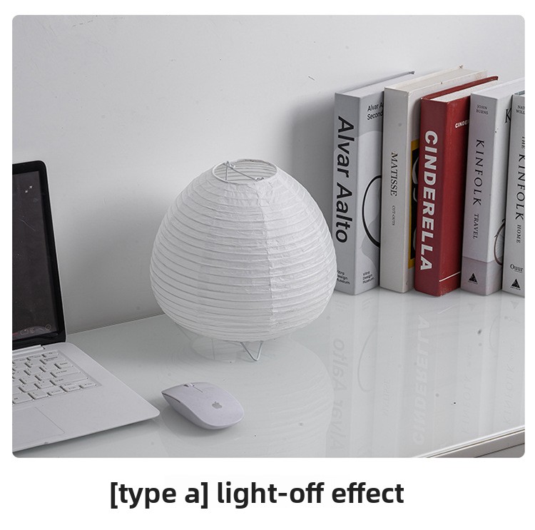 Noguchi Style Japanese Wabi Sabi Rice Paper Table Lamp Night Light_voghion.com