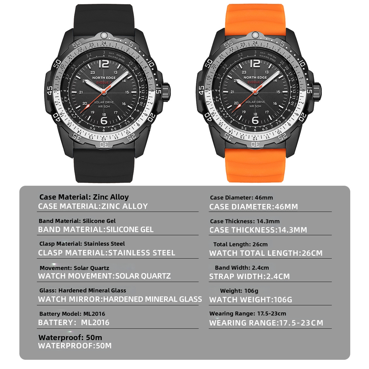 Reloj deportivo para hombre, resistente al agua, con energía solar, pantalla luminosa, batería de larga duración y medición de velocidad para natación al aire libre._voghion.com