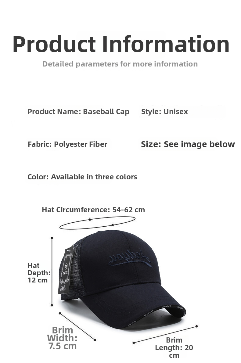 Men's Summer Sun Protection Baseball Caps Casual Hard Top Embroidered Letter Duckbill Hats_voghion.com
