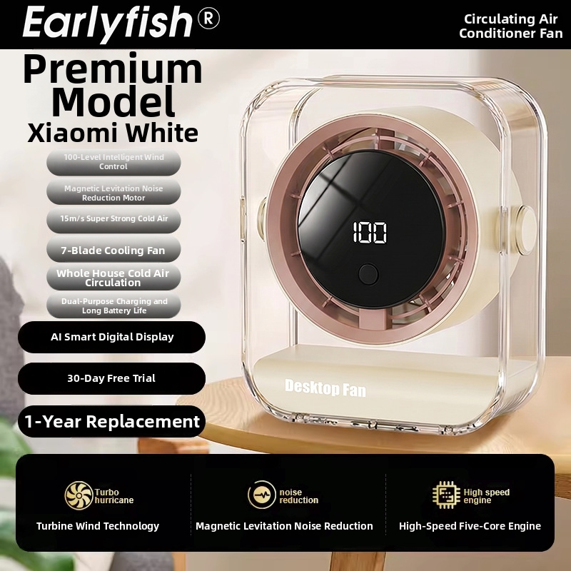 USB-Mini-Tischventilator, intelligenter elektrischer Ventilator mit Luftzirkulation, wiederaufladbar, tragbar und leise, für Zuhause und Büro_voghion.com
